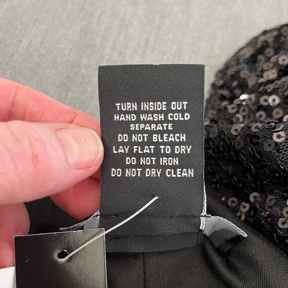 Teeze Me Black Sequins One Shoulder Cutout Mini Sheath Dress XS Junior 1/2 NWT - Picture 10 of 13